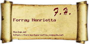 Forray Henrietta névjegykártya